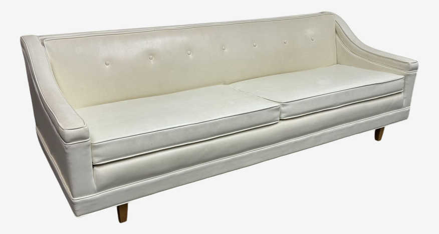 Mid 20th Century Modern U. S. Naugahyde Cream Sofa - image 0