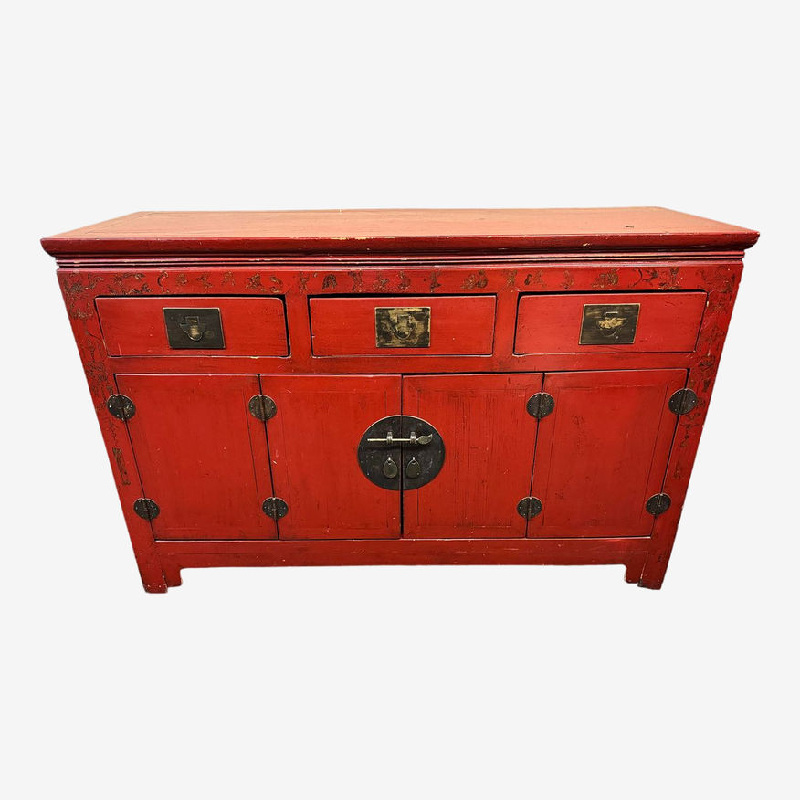Vintage Chinese Red Lacquer Sideboard - image 0