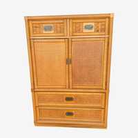 Rattan Armoire Dresser Project by Dixie Wicker Weve - Vintage