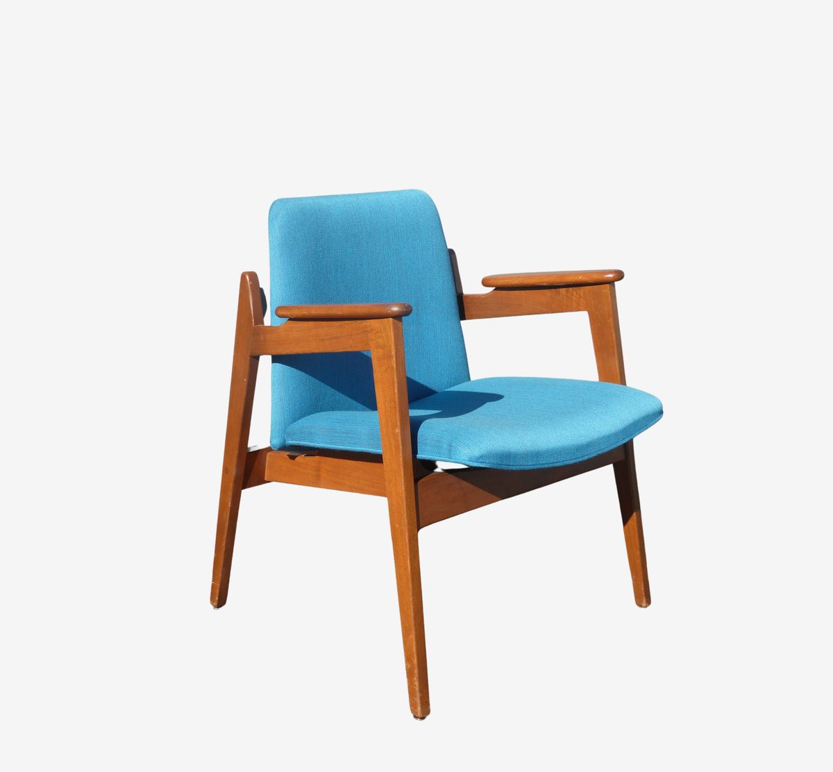 Vintage Mid Century Modern Milo Baughman Style Blue Accent Chair Clam ...