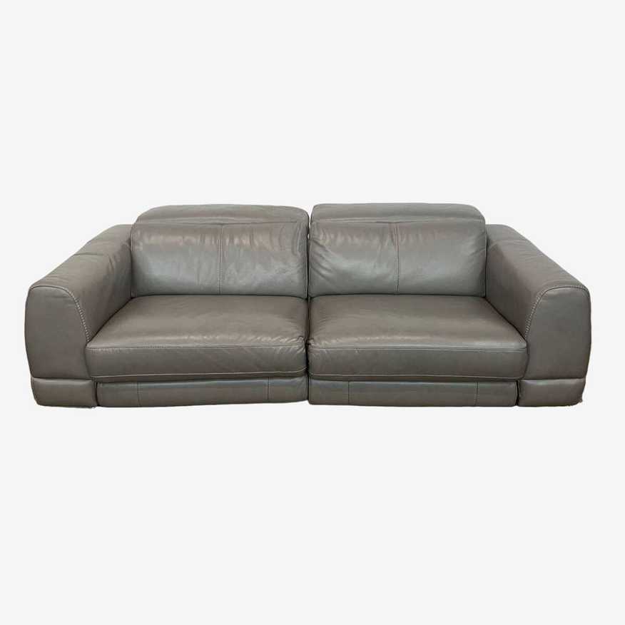 Modern Gray Leather Power Reclining Loveseat - image 0
