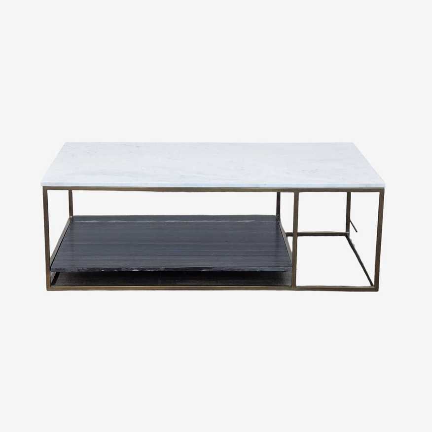 CB2  2 Tone Gray and White Marble Coffee Table - image 0