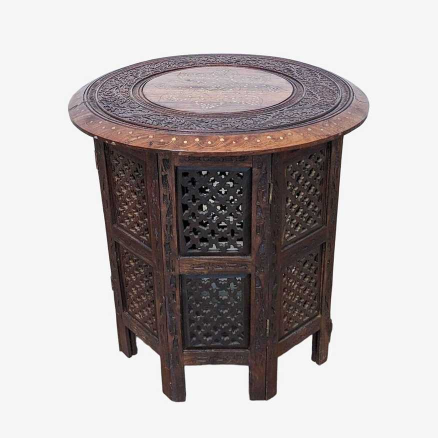 Hand Carved Indian Side Table - image 0