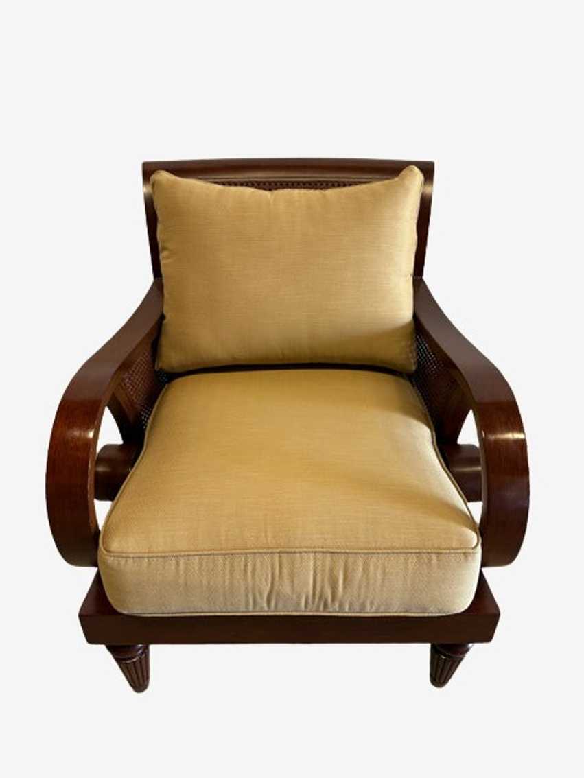 Ethan Allen Wood And Wicker Upholstered Berwick Chair - image 0