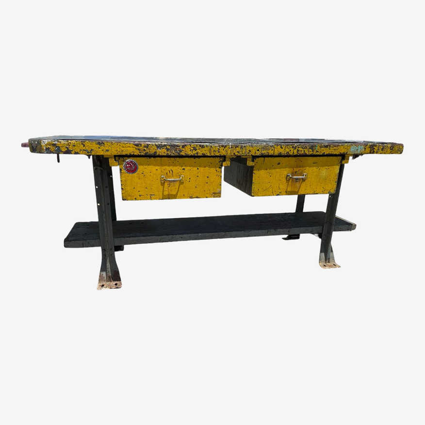 Antique Industrial Workbench Rustic Table - image 0