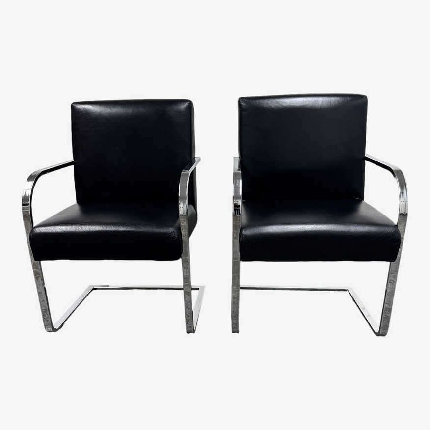 William Sonoma Gibson Black Leather Accent Chairs, a Pair - image 0