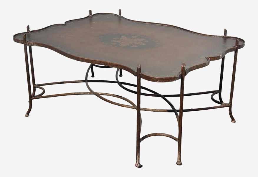 Vintage Maitland Smith Style Eight Legs Painted Top Coffee Table - image 0