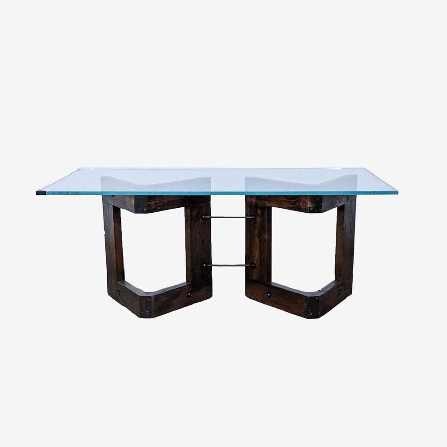 Restoration Hardware Reclaimed Wood and Glass V-Form Coffee Table - image 0