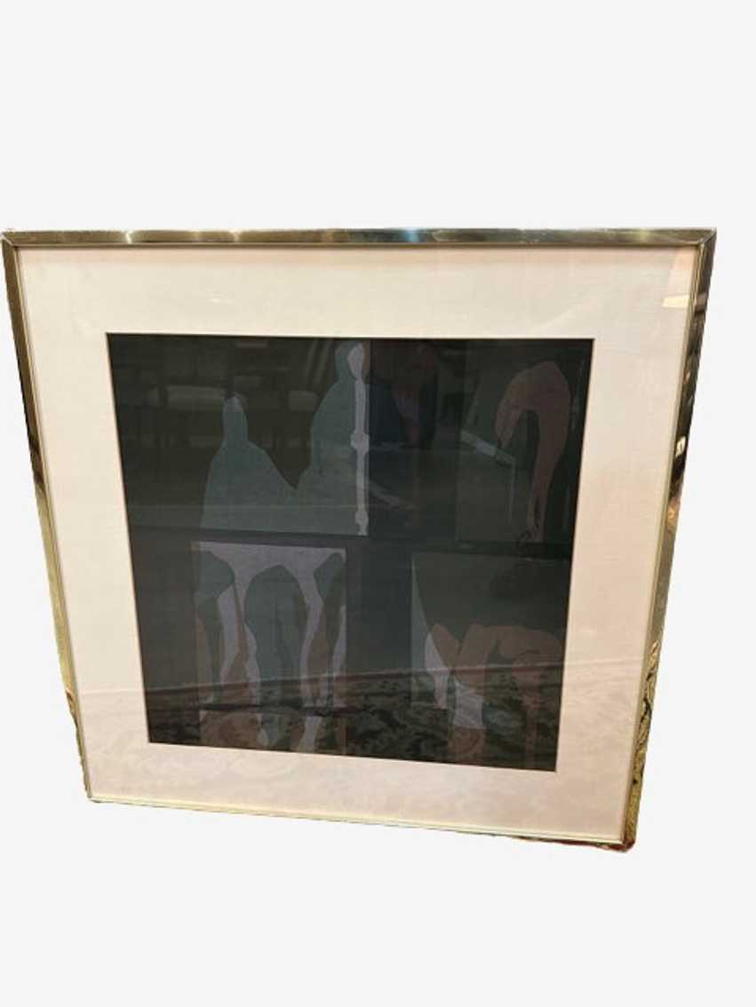 Green And Black Abstract Gold Framed Wall Art - image 0