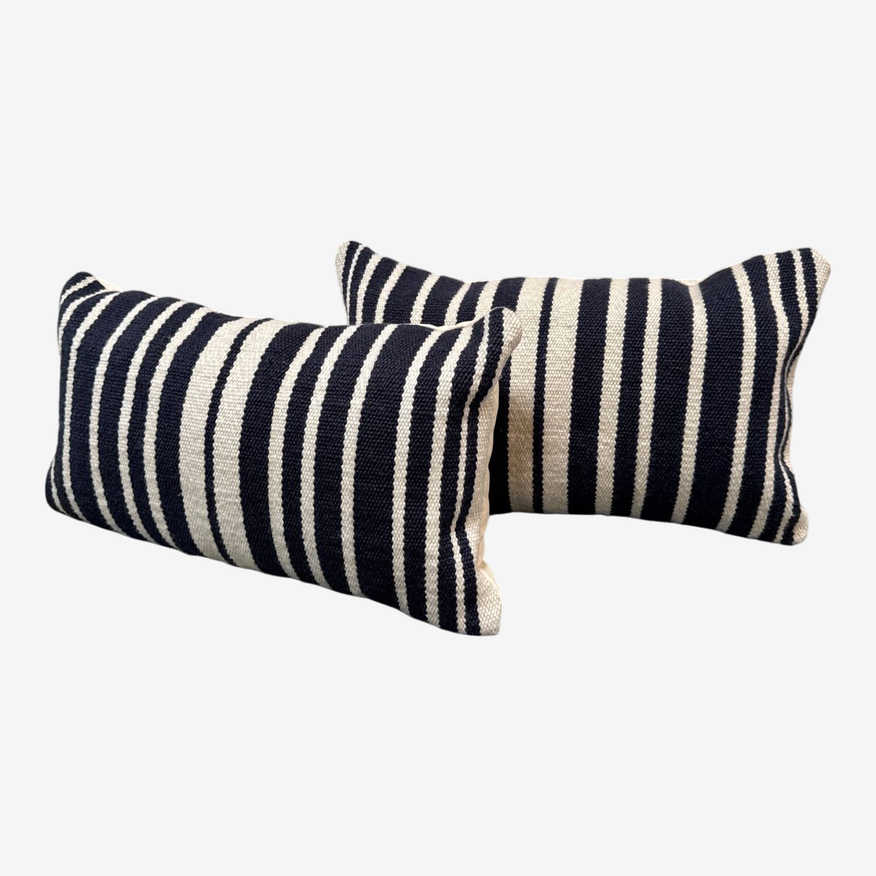 Pottery Barm Classic Striped Handwoven Outdoor Lumbar Pillows, a Pair - image 0