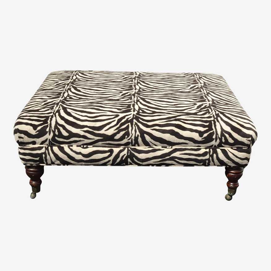 Large 44 X 42 Vintage Spanish Style Zebra Print Ottoman ~ Coffee Table - image 0