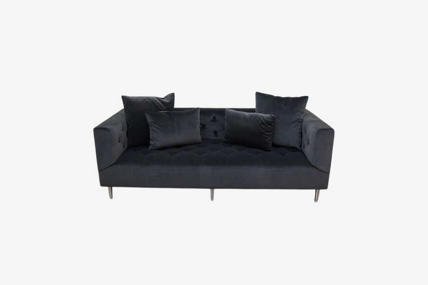 Interior Define Ms. Chesterfield Fabric Sofa in Black Velvet - image 0