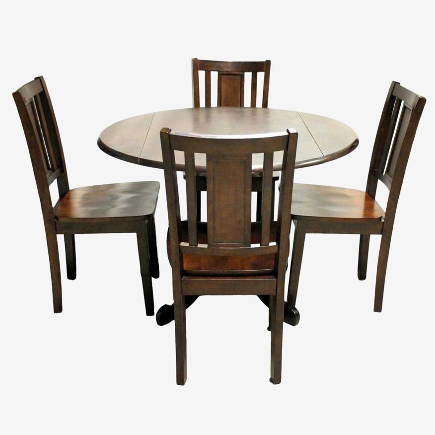 Dark Wood Drop Leaf Dinette Table w/4 Chairs - image 0