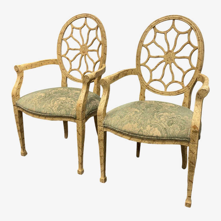 Vintage Spider Back Arm Chairs, a Pair - image 0