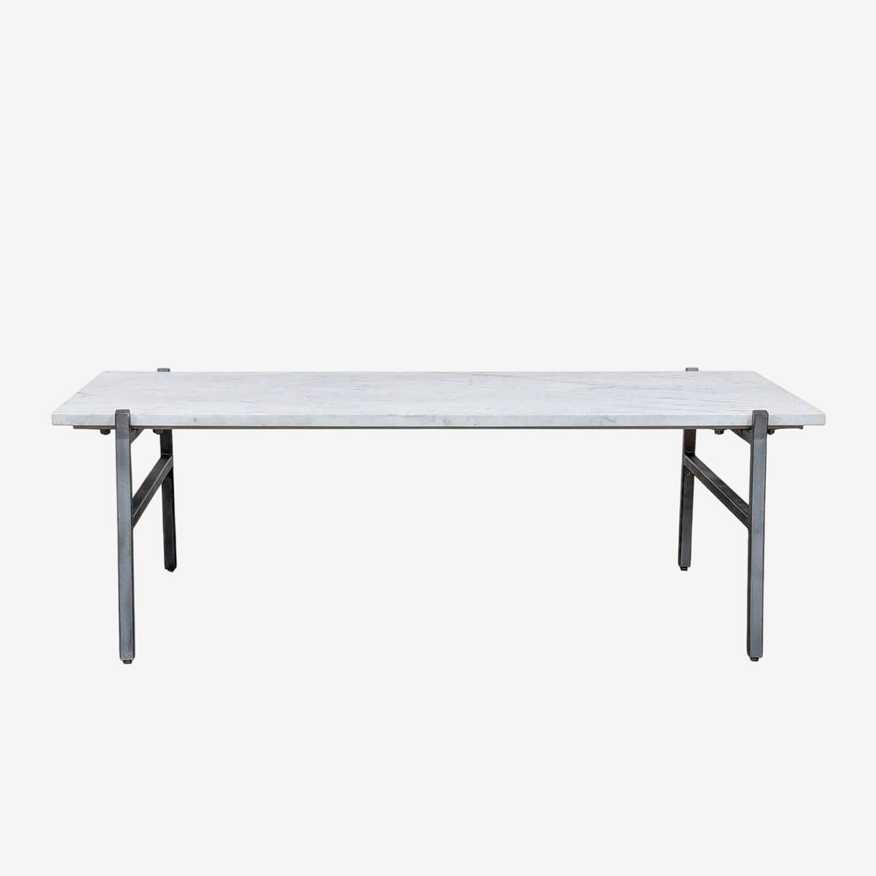 CB2 Marble Slab Coffee Table with Antique Silver Base - image 0