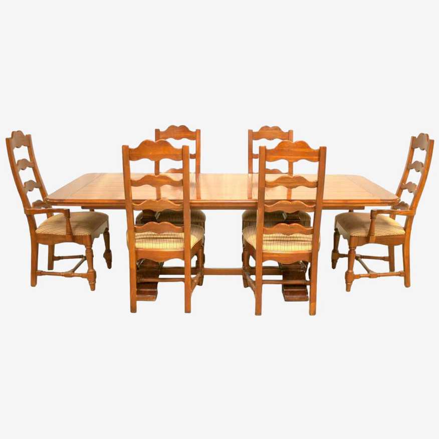 Pennsylvania House Double Pedestal Dining Table w/6 Chairs - image 0