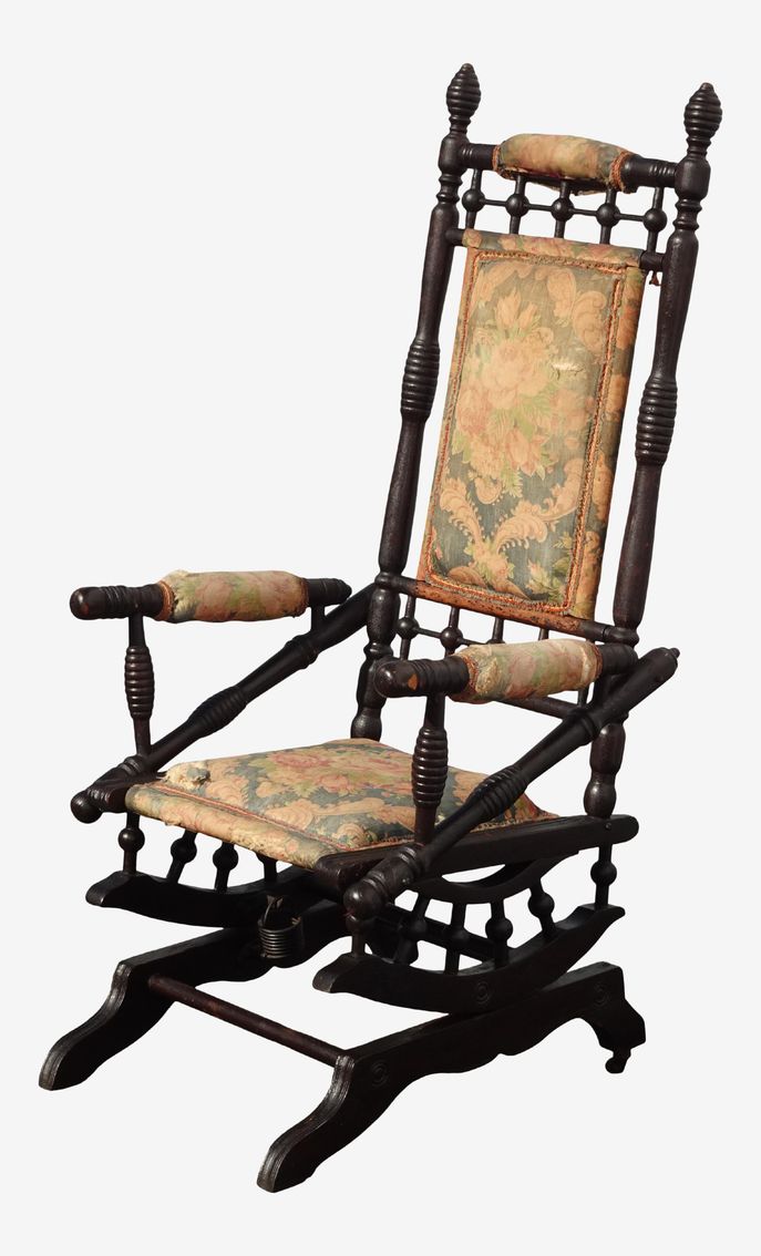 Antique French Country Platform Rocking Glider Early American Chair on Casters - image 0
