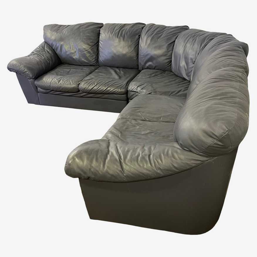 Gray Leather Sectional - image 0