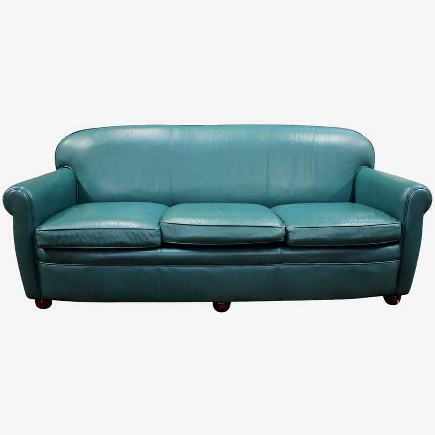 Classic Leather, Inc. Teal Leather Sofa - image 0