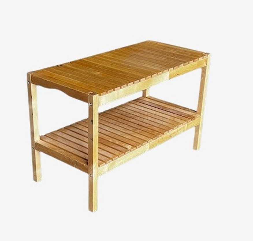 IKEA Wood Slat Bench Stool with Lower Shelf (4 available) VC212-23 - image 0