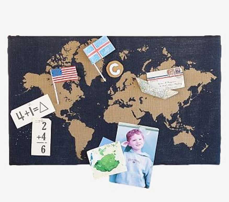Pottery Barn Kids Burlap Rustic Map Pinboard Bulletin Board JC155-1 - image 0