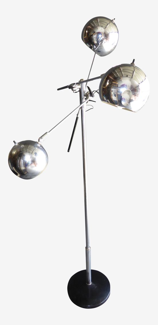 Vintage Chrome Three Arm Orbiter Floor Lamp - image 0
