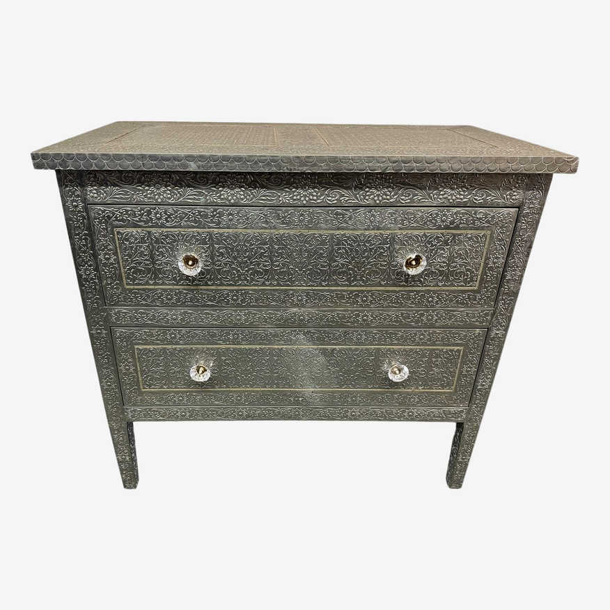 Abc Carpet & Home Embossed Metal Two Drawer Dresser - image 0