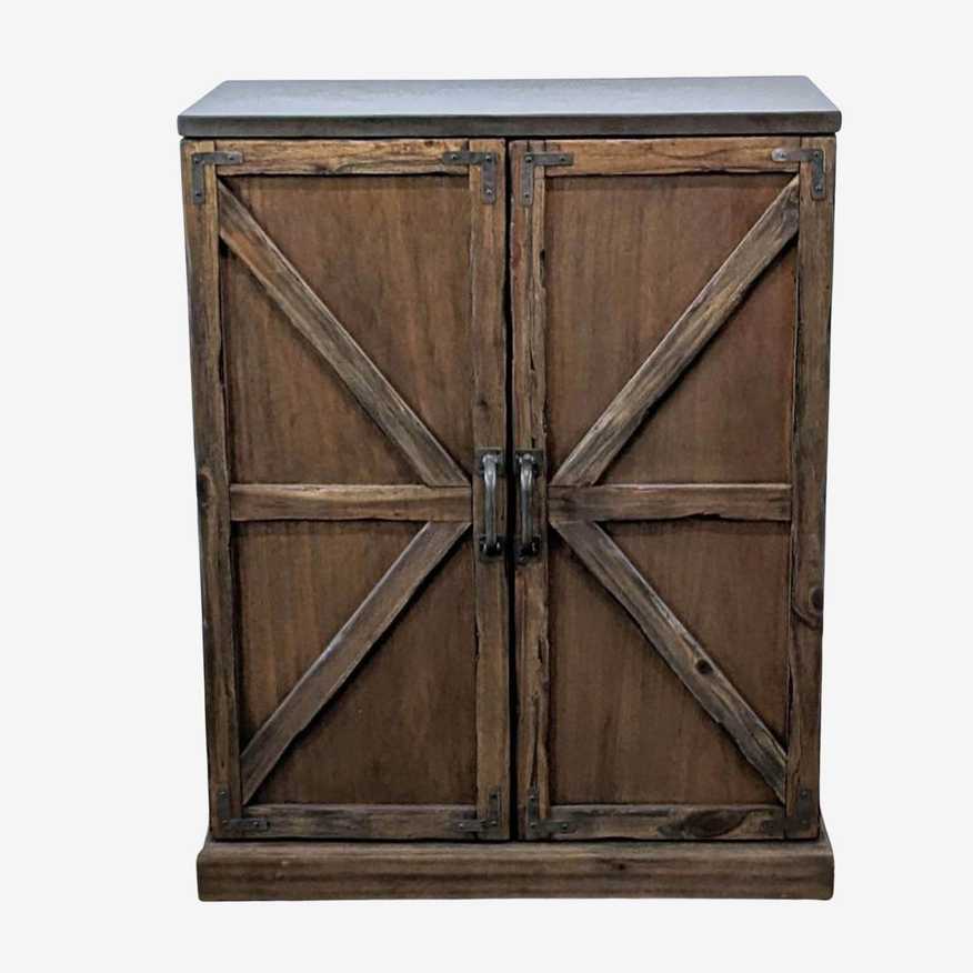 World Market Burnt Alder Farmhouse Barn Door Bar Cabinet - image 0