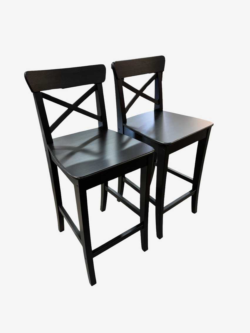 Pair Ikea Black Ingolf Counter Stool Chairs EK221-171 - image 0