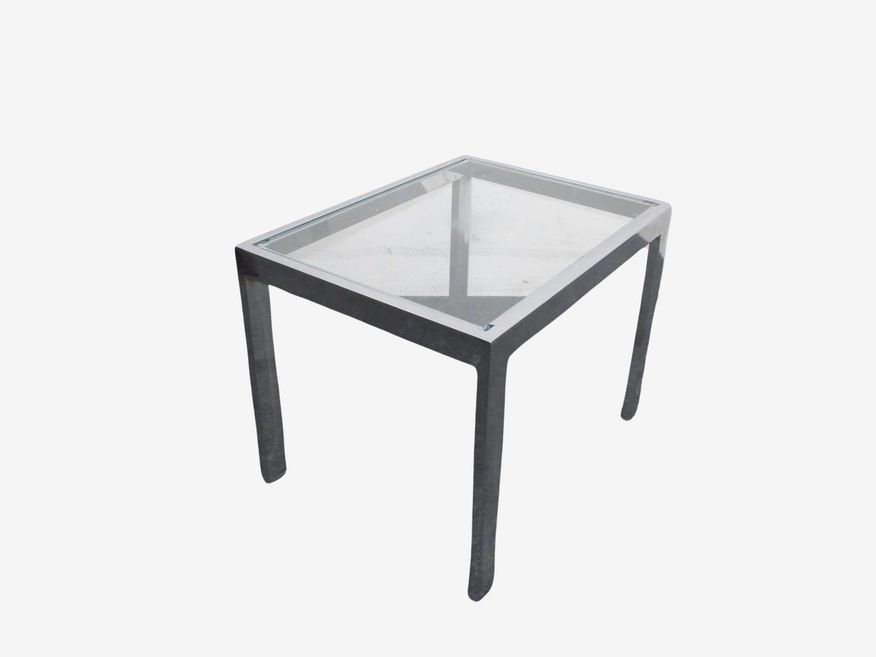 Vintage Contemporary Style Glass Top Chrome Base End Table - image 0