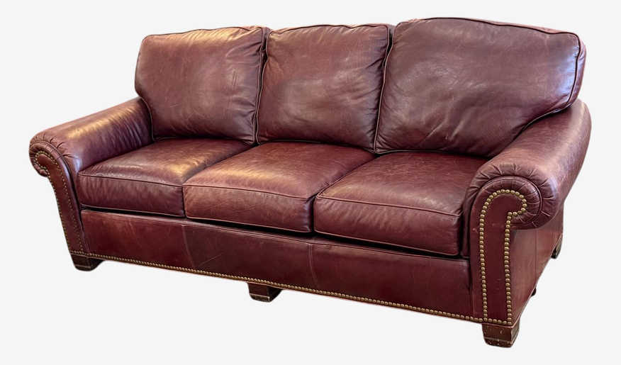 Whittemore-Sherrill Oxblood Leather Sofa - image 0