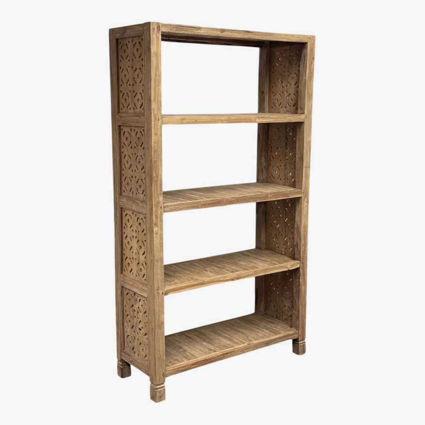 Anthropologie Teak Wood Hand Carved Bookcase - image 0