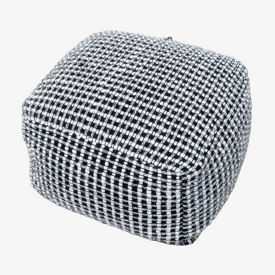 Article Black And White Upholstered Ren Pouf - image 0