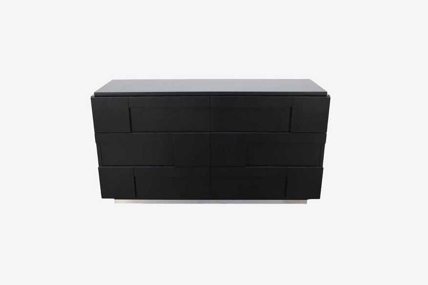 Black Wood 6-Drawer Dresser w/ Silver Base - image 0