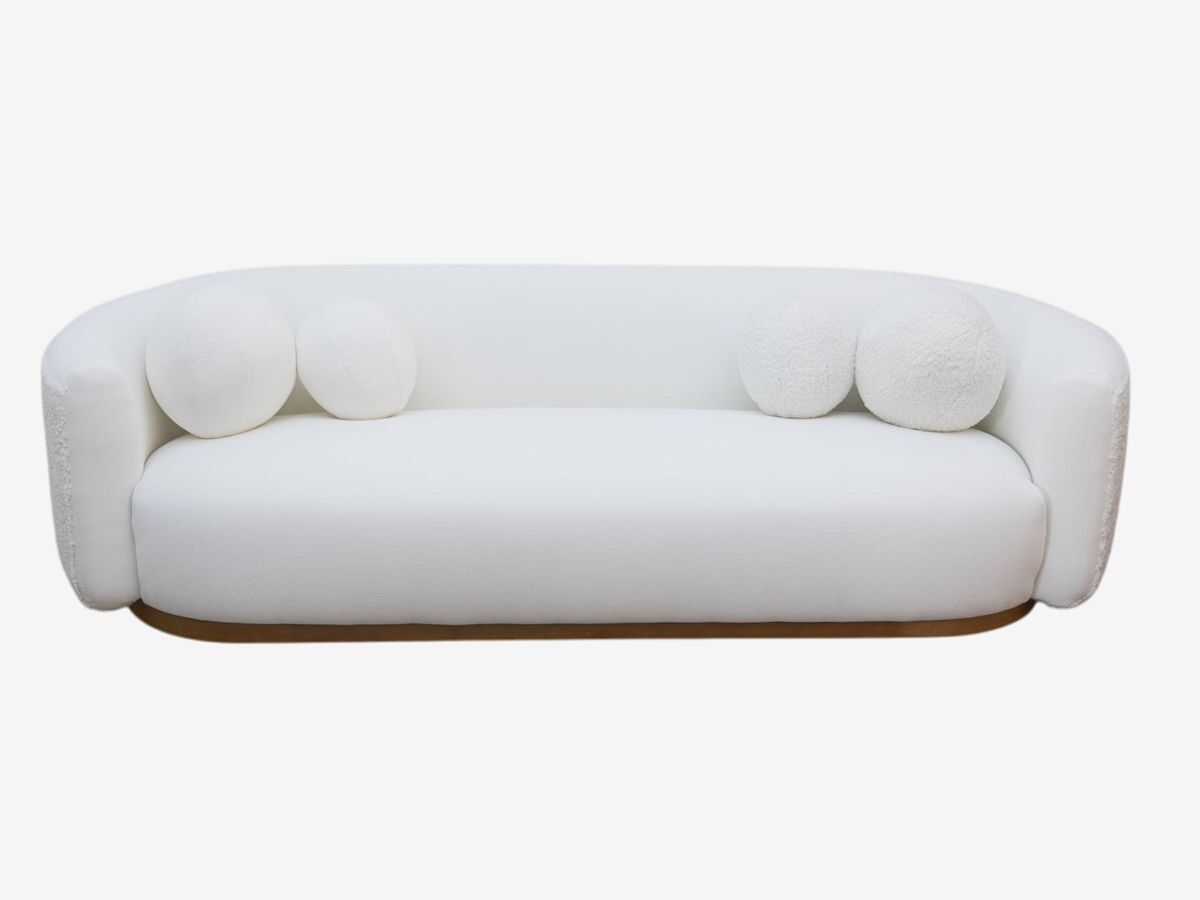Lulu & Georgia Lowry Sofa in White Chenille and Boucle | Kashew
