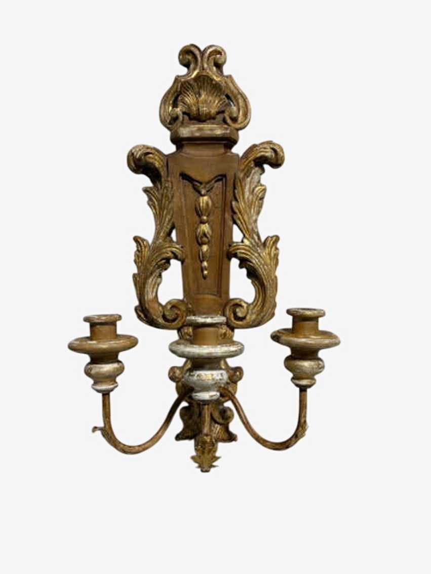 Hand Carved Wooden Sconce - image 0