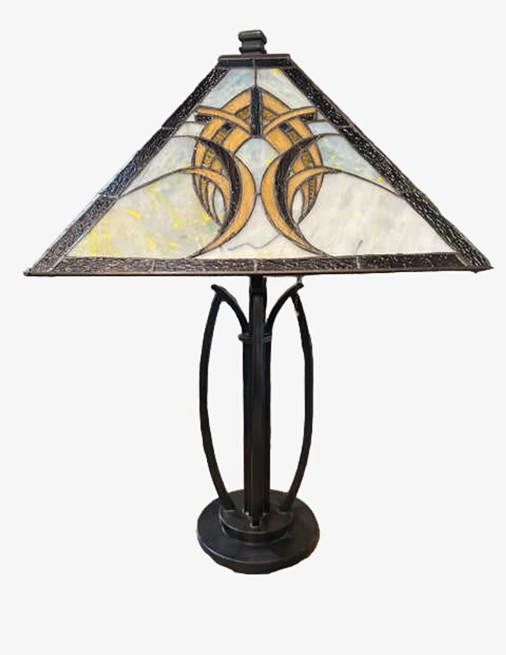 Tiffany Style Black, Brown & Blue Stained Glass Table Lamp - image 0