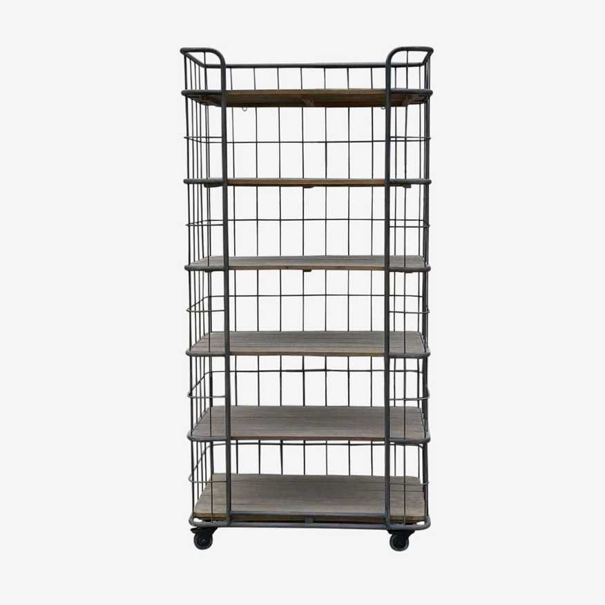 Iron Cage Frame Wood Baker's Rack on Wheels - image 0