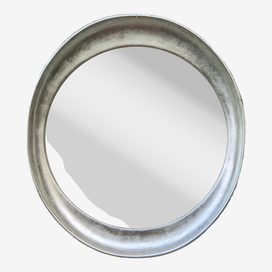 Vintage Empire Style City Antiques Reproductions of Los Angeles Silver Leaf Oval Wall Mirror - image 0