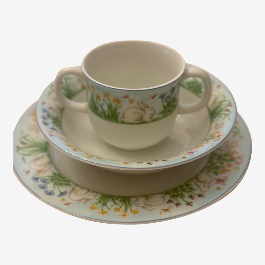 Vintage Tiffany & Co. Children's Children’s Dinner Set Includes Plate, Bowl and Two-Handled Cup Set- 3 Pieces - image 0