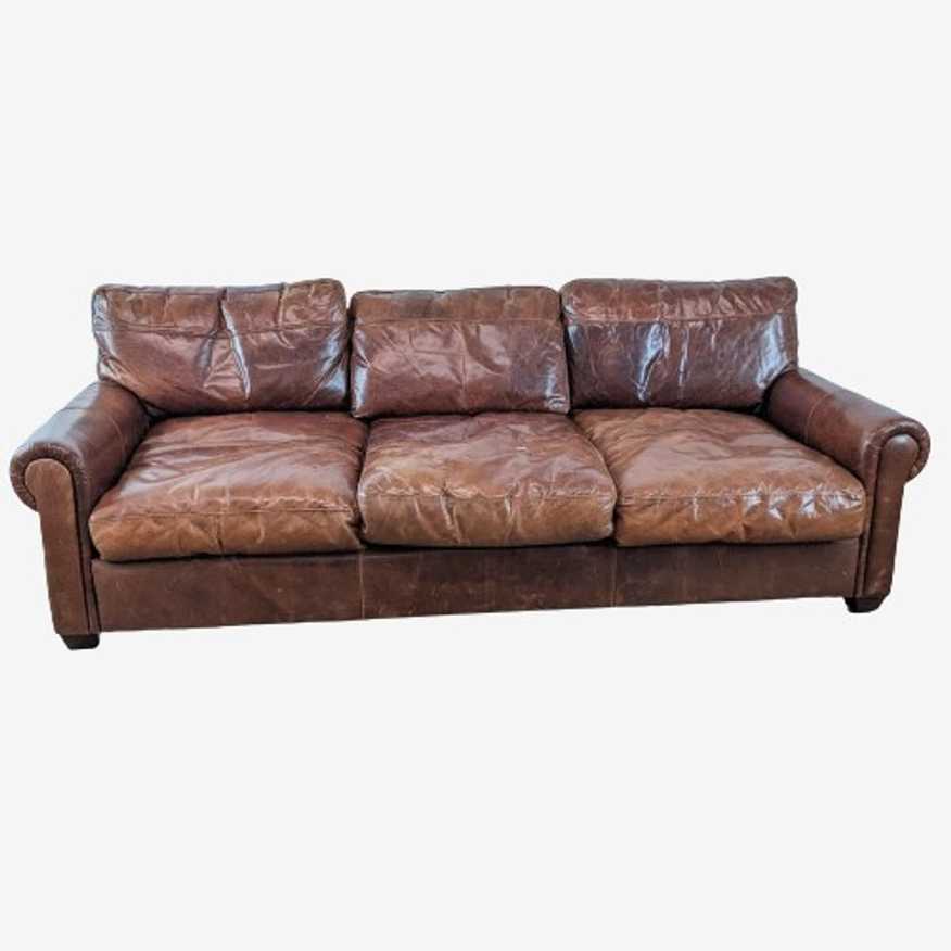 Brown Saddle Color Leather Sofa - image 0