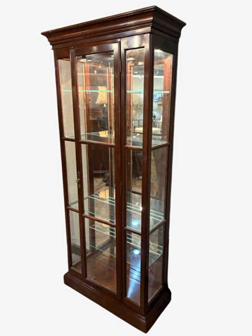 Ethan Allen Dark Wood Lighted 4 Shelf Curio Cabinet - image 0