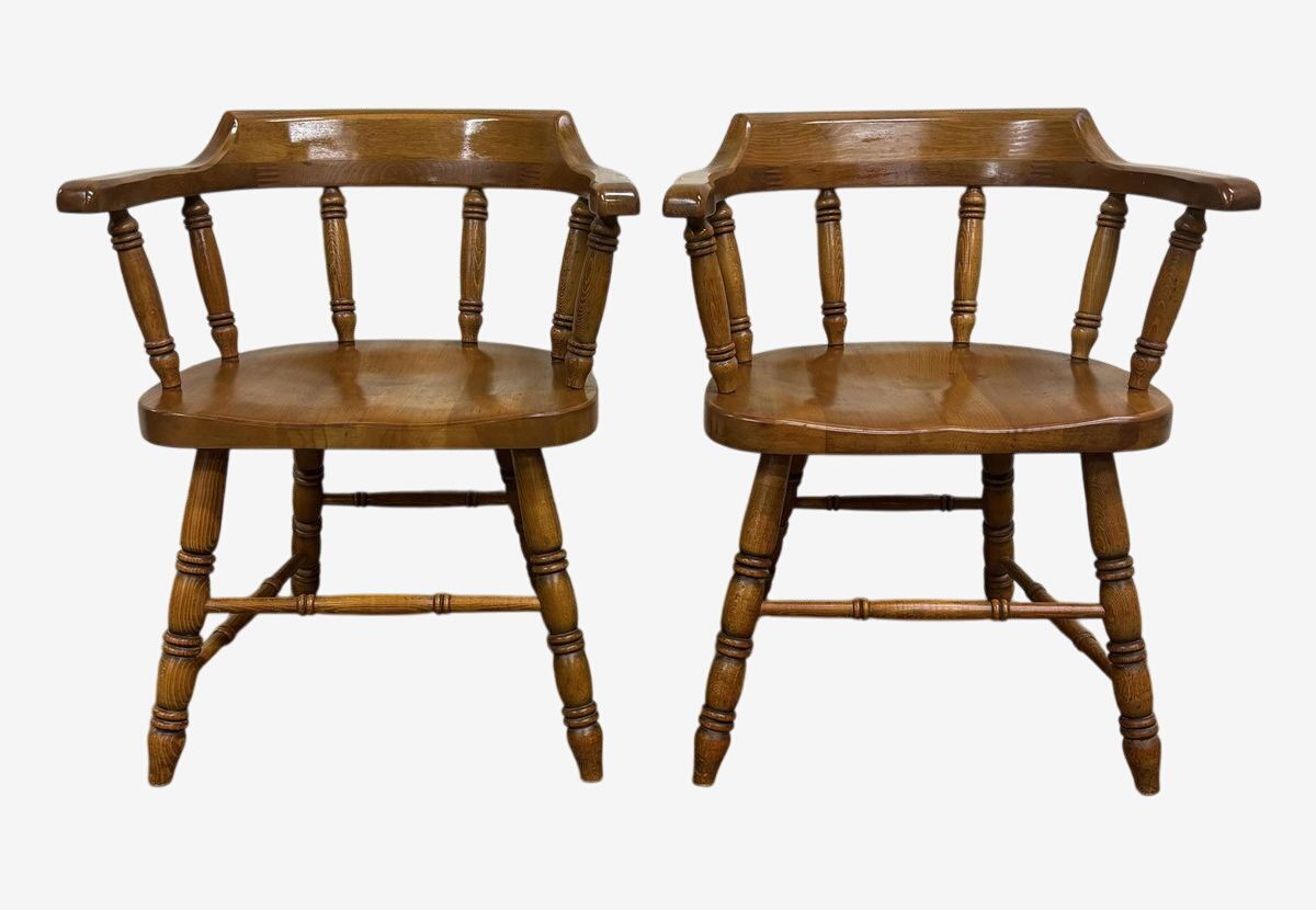 1957 JS Ebersol Pennsylvania Dutch Folk Art Painted Barrel Back Chair –  Joseph Jane Vintage, image size:1200x830