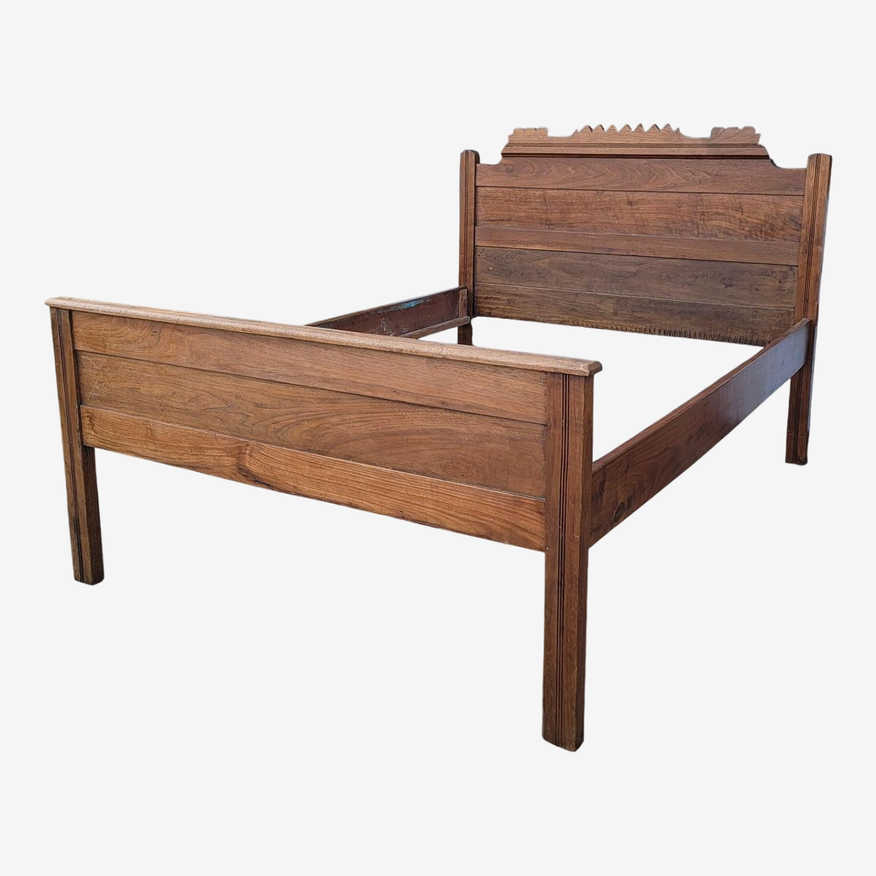 Antique Eastlake Solid Walnut Full Bed - image 0