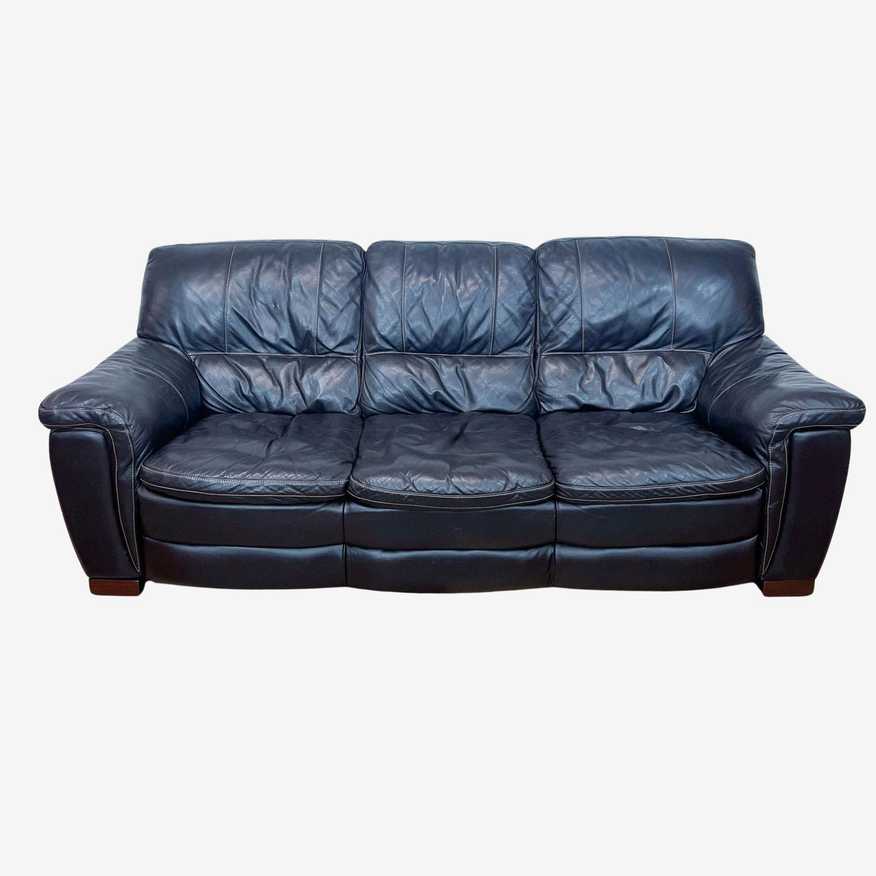 Bob�s Discount Black Leather Sofa - image 0