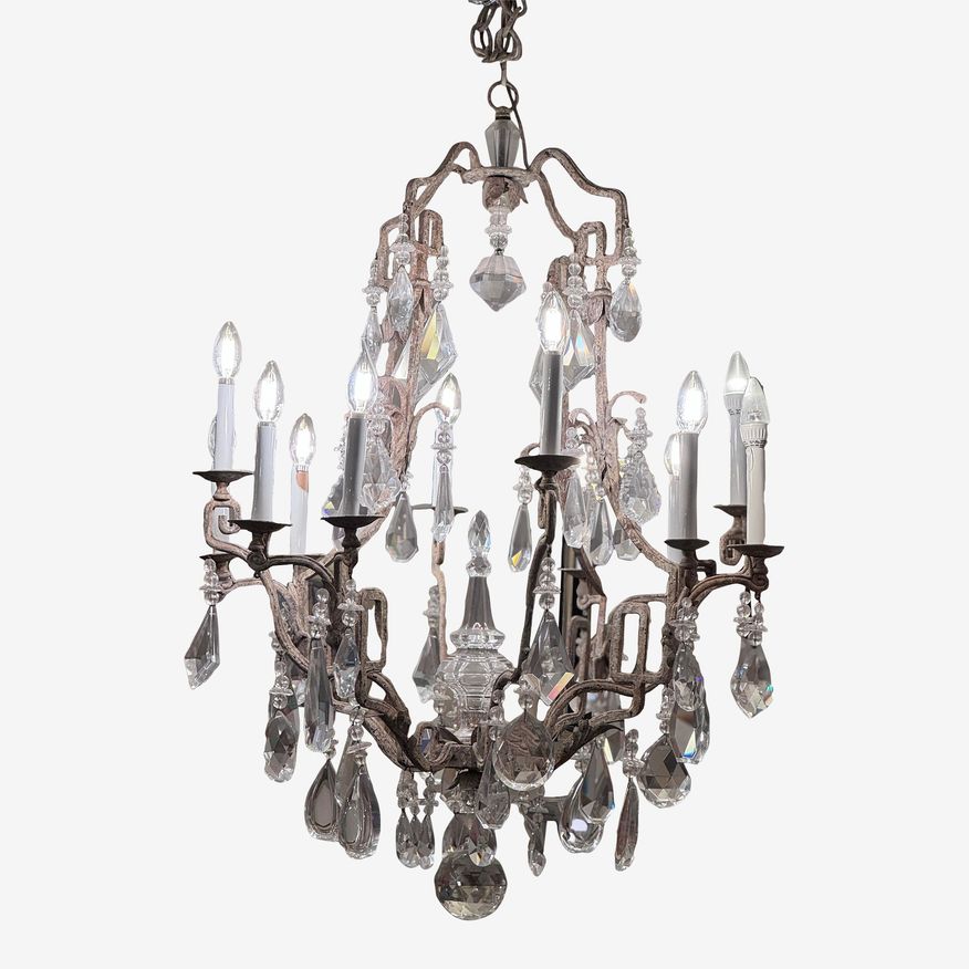 Dennis & Leen Gilt Iron and Cut Crystal Grand Chandelier - image 0