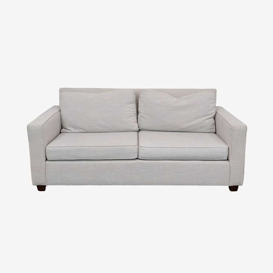 Beige Loveseat with Cushioned Seating and Wooden Legs - image 0