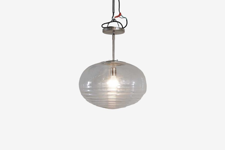 West Elm Ripple Glass Pendant Ova Clear - image 0