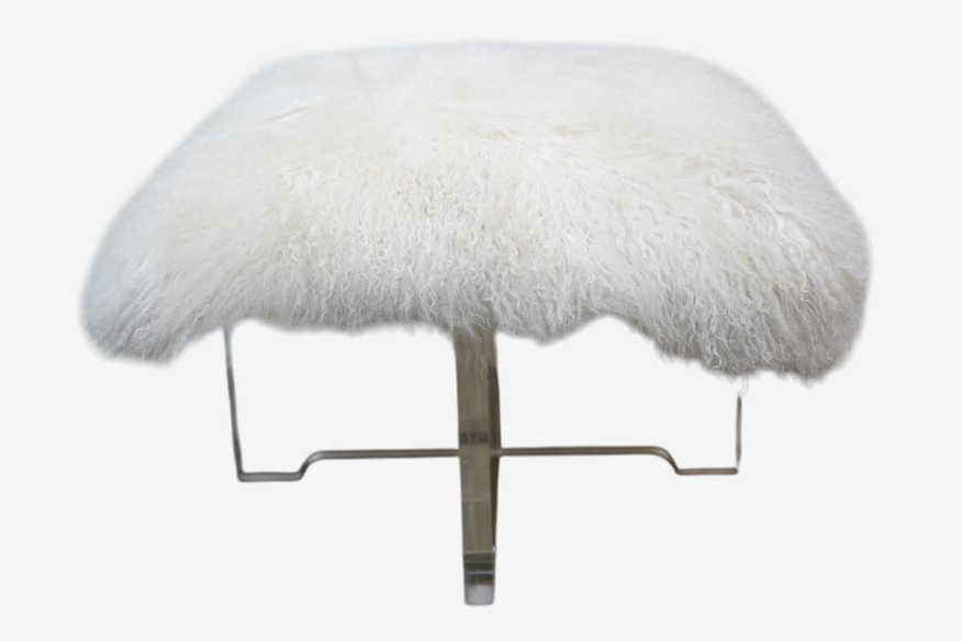 Jonathan Adler Acrylic and sheep fur ottoman - image 0