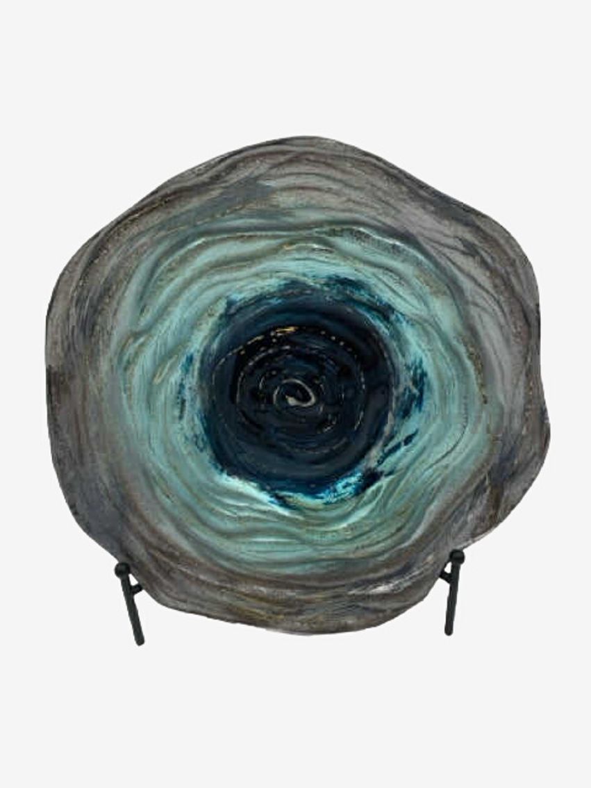 Blue And Silver Swirl Decorative Plate On Stand - image 0